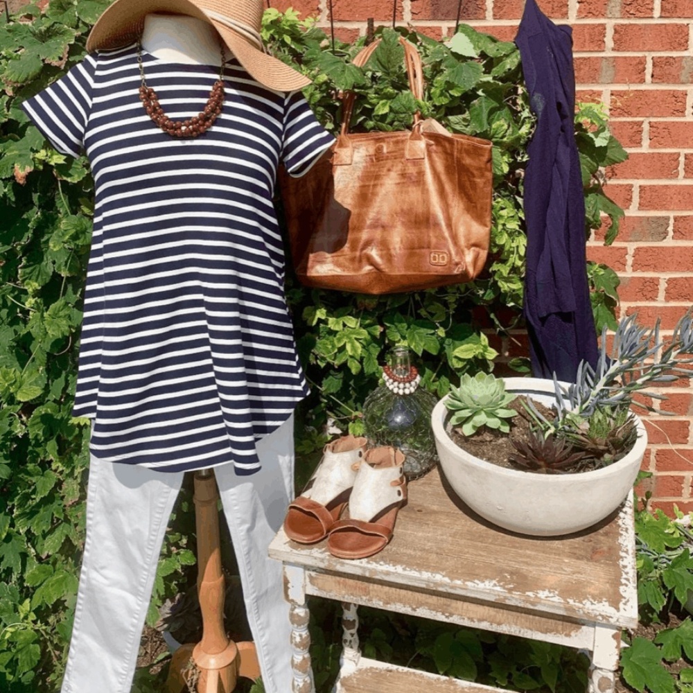 Navy Striped Swing Tee